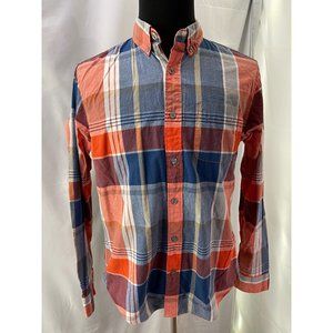 Aéropostale Blue/Orange/White Plaid Checkered Long Sleeve Button-Up Shirt